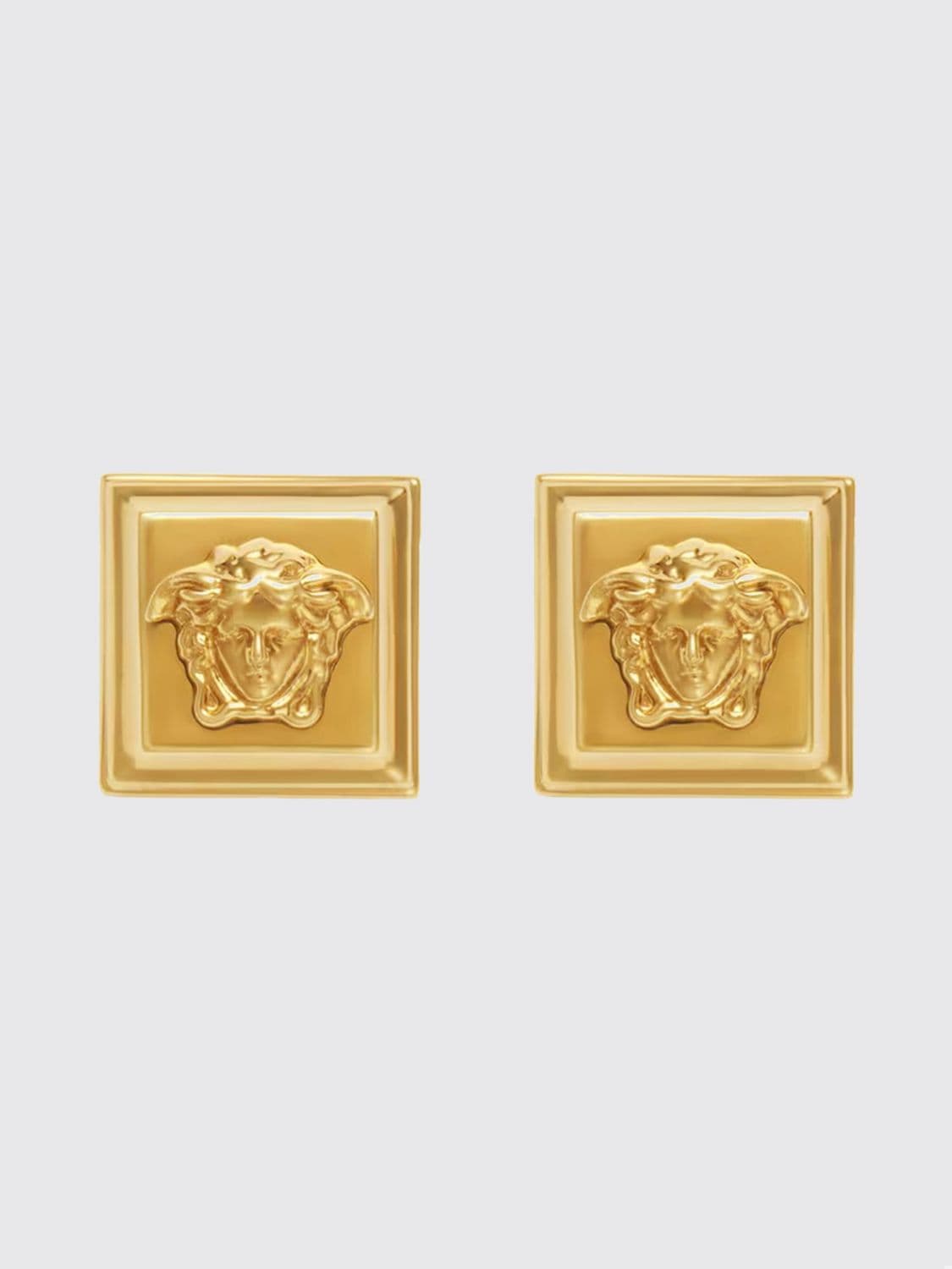 Versace Embossed Medusa Logo Brass Stud Earrings · OS