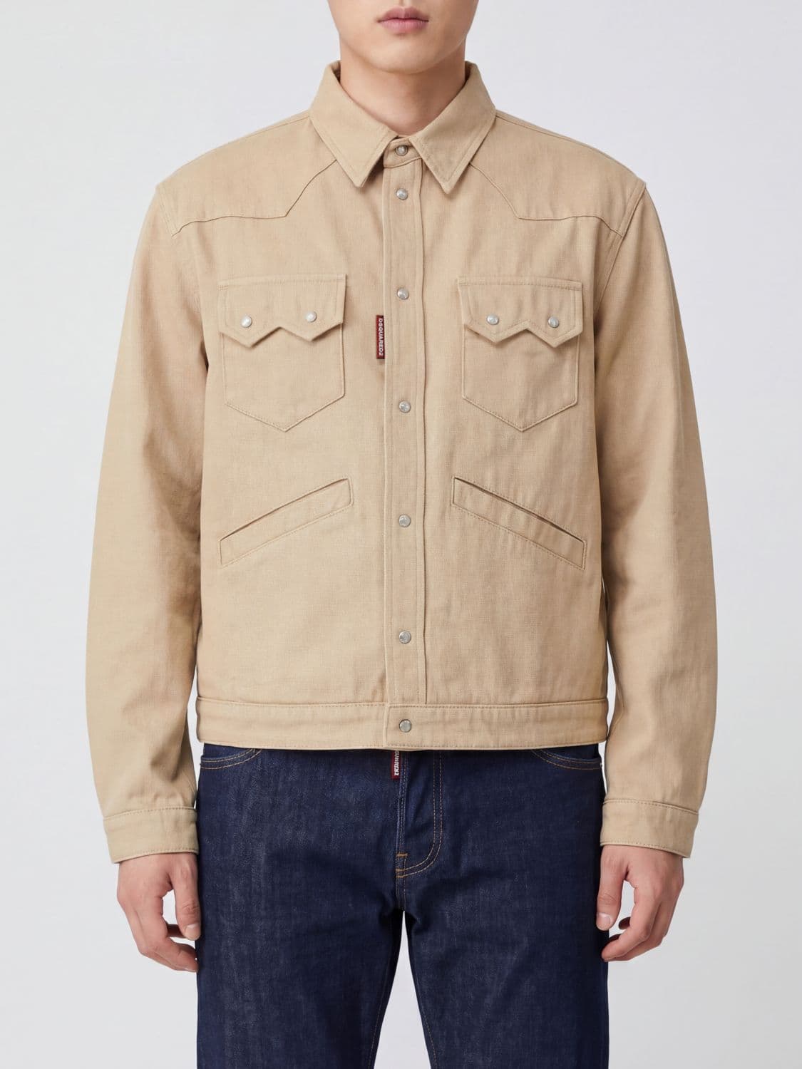 Dsquared2 Short Cotton Shirt Jacket with Patch Pockets · 52