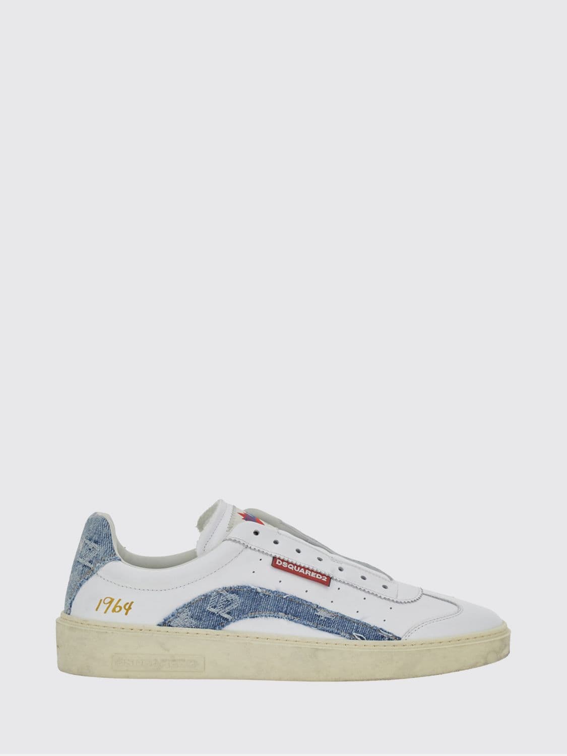 Dsquared2 Low Top Trainers in Leather and Denim with a Bicolour Design