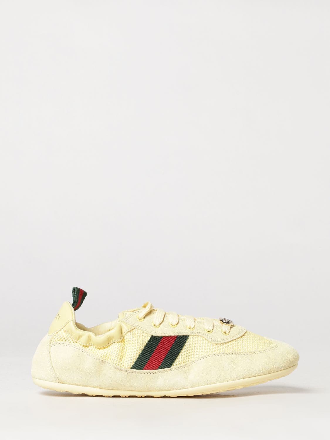 Gucci Shift Low-Top Suede and Mesh Sneakers with Web Stripe