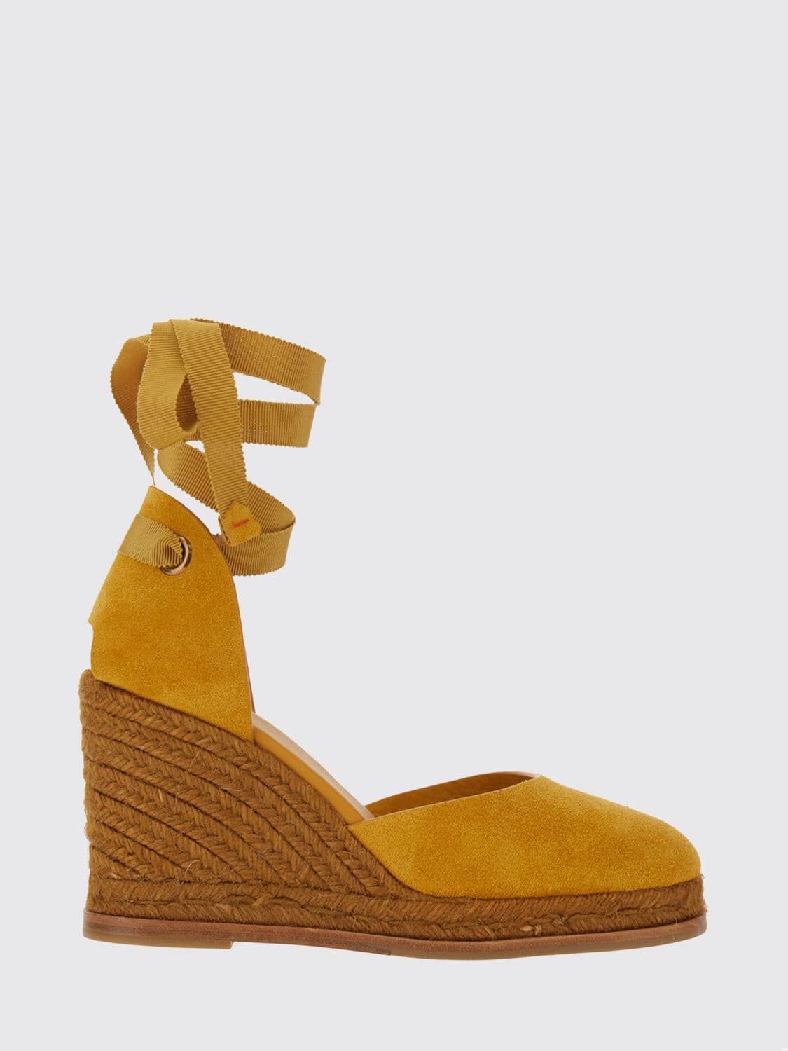 Castañer Camila Suede Wedge Espadrilles with Ankle Tie-Up Laces