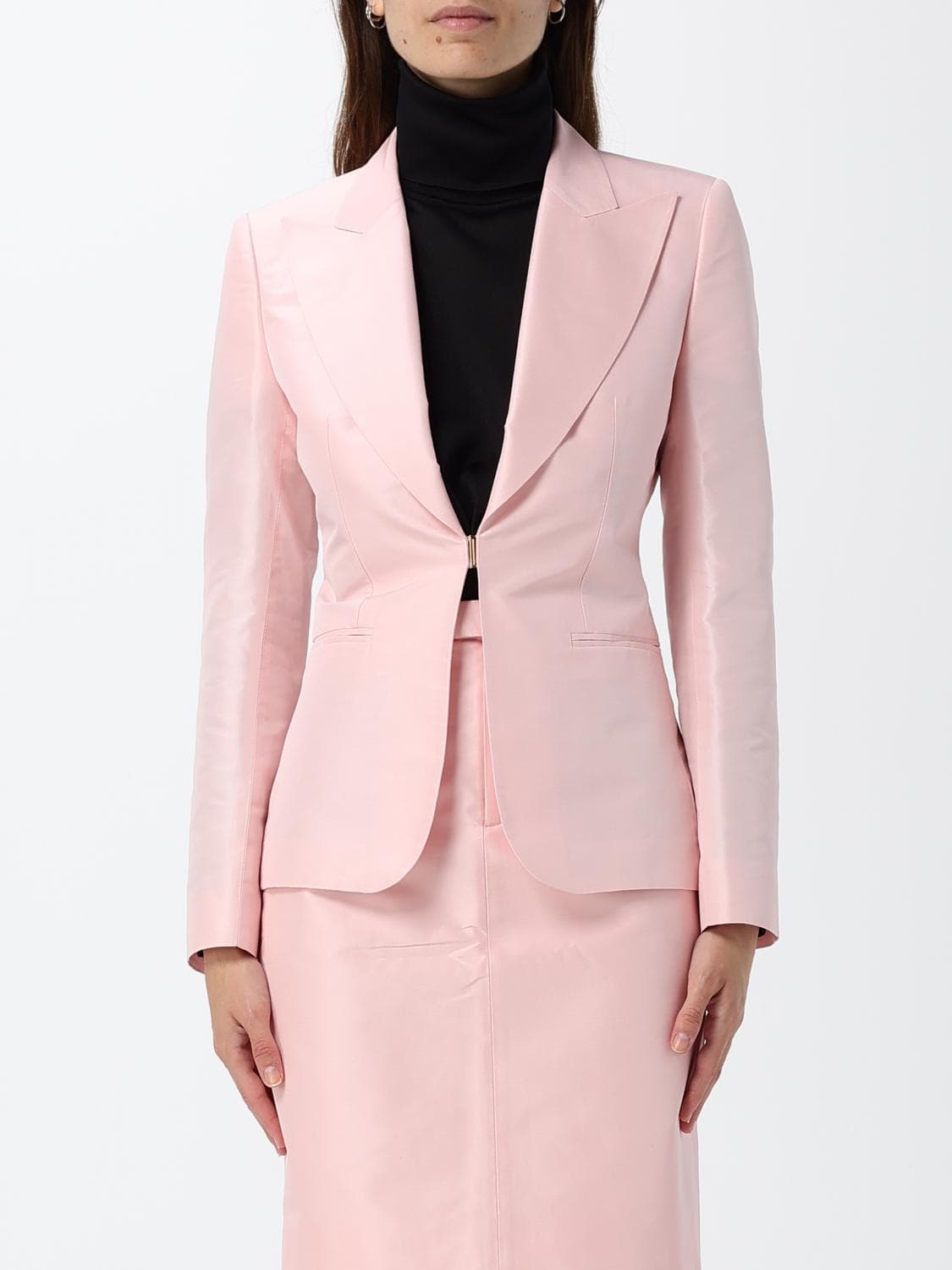 Gucci Cropped Single-Breasted Silk Blazer with Peak Lapels