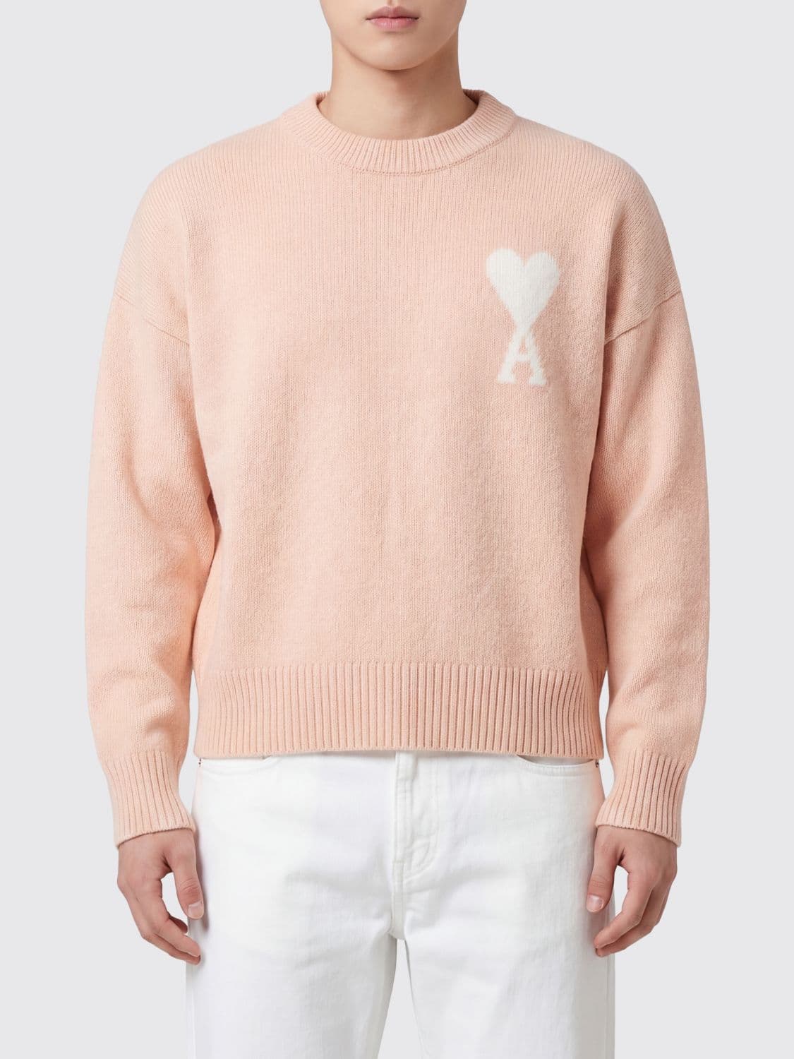 Ami Paris Jacquard Logo Alpaca and Wool Blend Crewneck Jumper · L