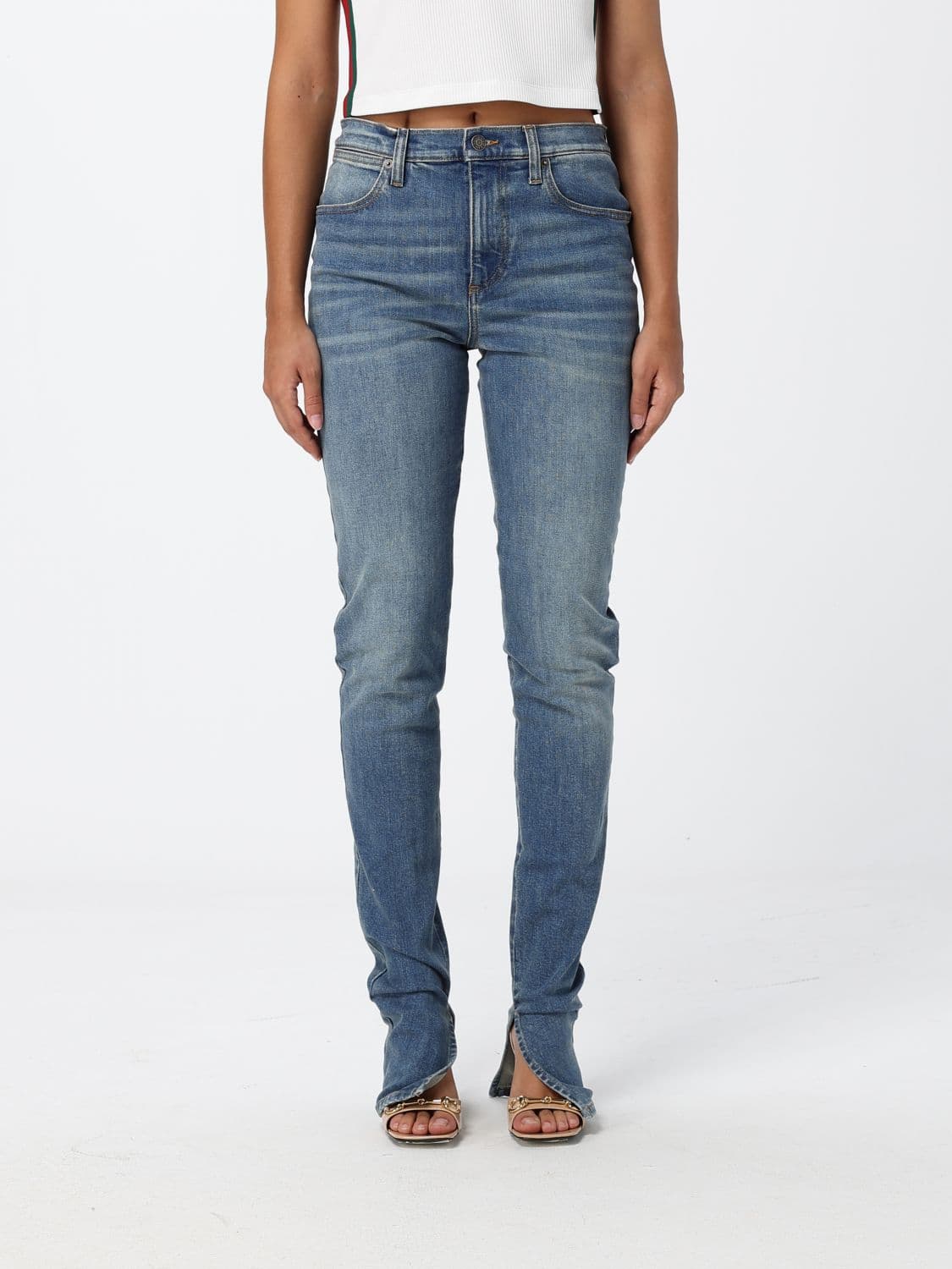 Gucci Mid-Rise Skinny Fit Jeans in Blue Cotton Denim
