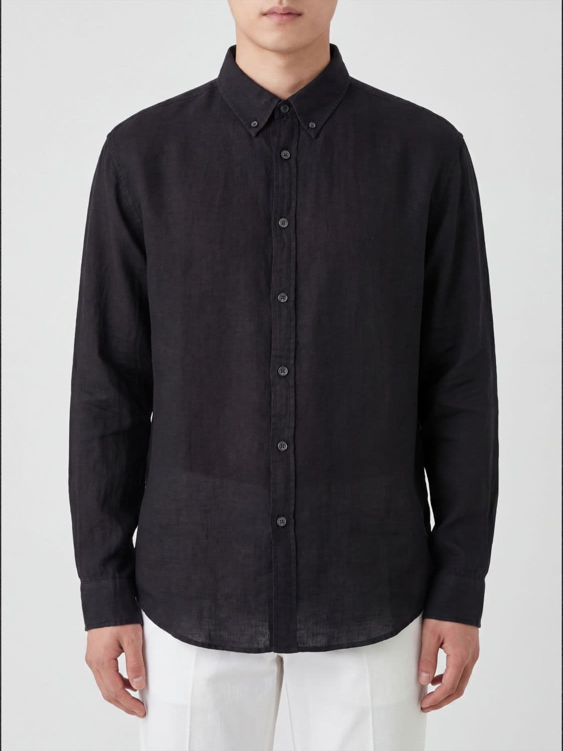 Coor Relaxed Fit Pure Linen Shirt with Button-Down Collar