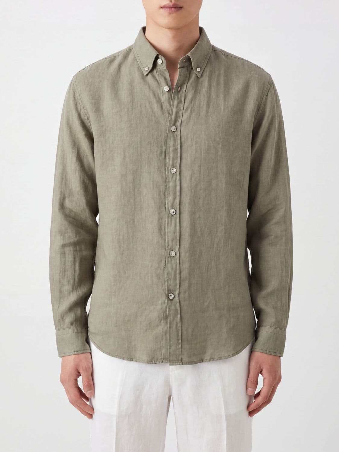 Coor Relaxed Fit Pure Linen Shirt with Button-Down Collar