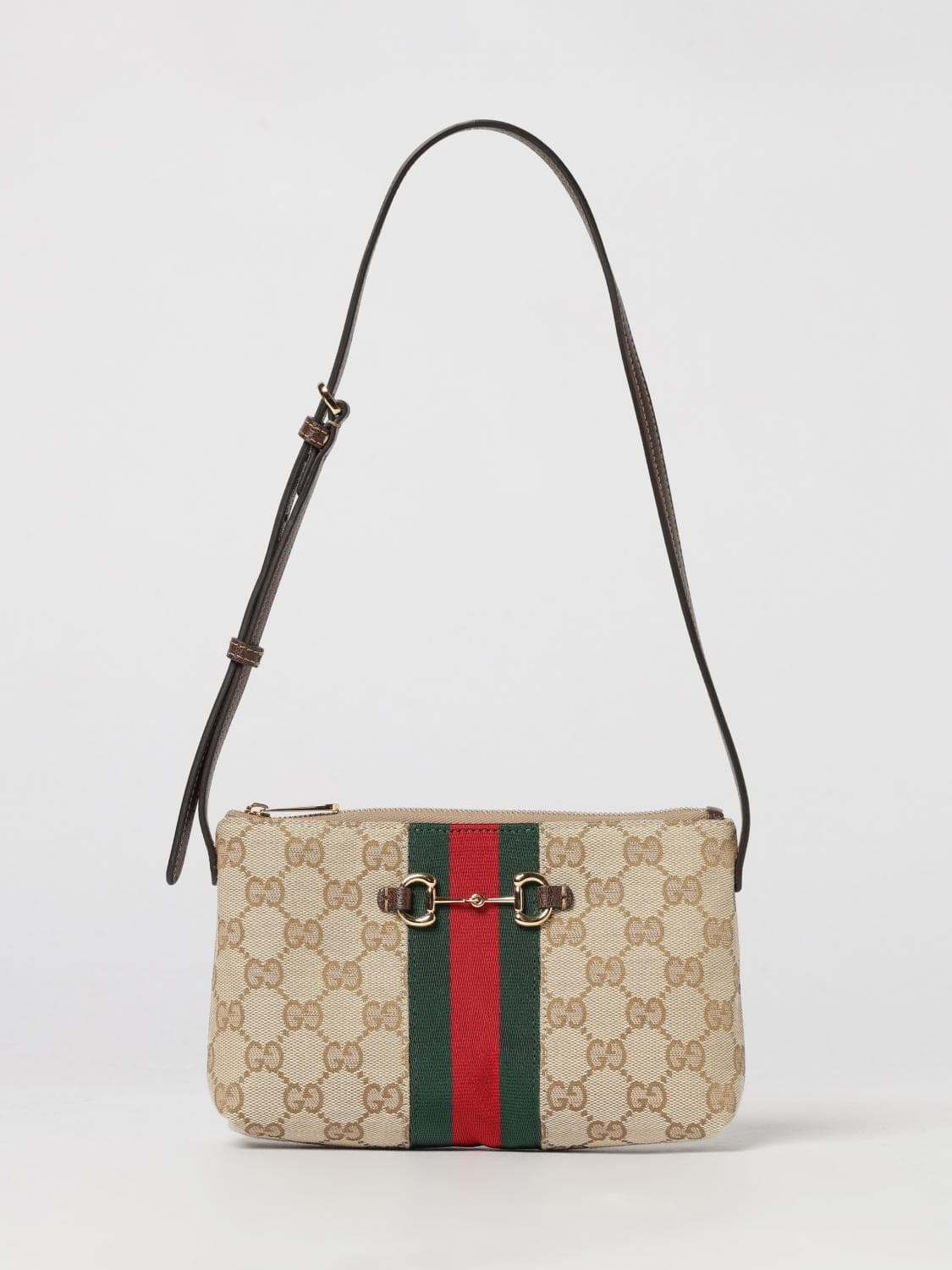 Gucci GG Canvas Mini Shoulder Bag with Horsebit and Web Detail · OS