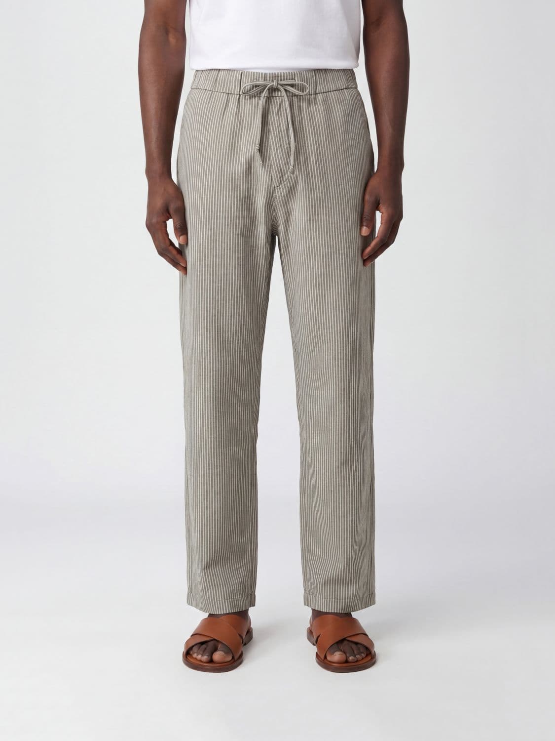 Coor Striped Cotton Drawstring Trousers with America Pockets