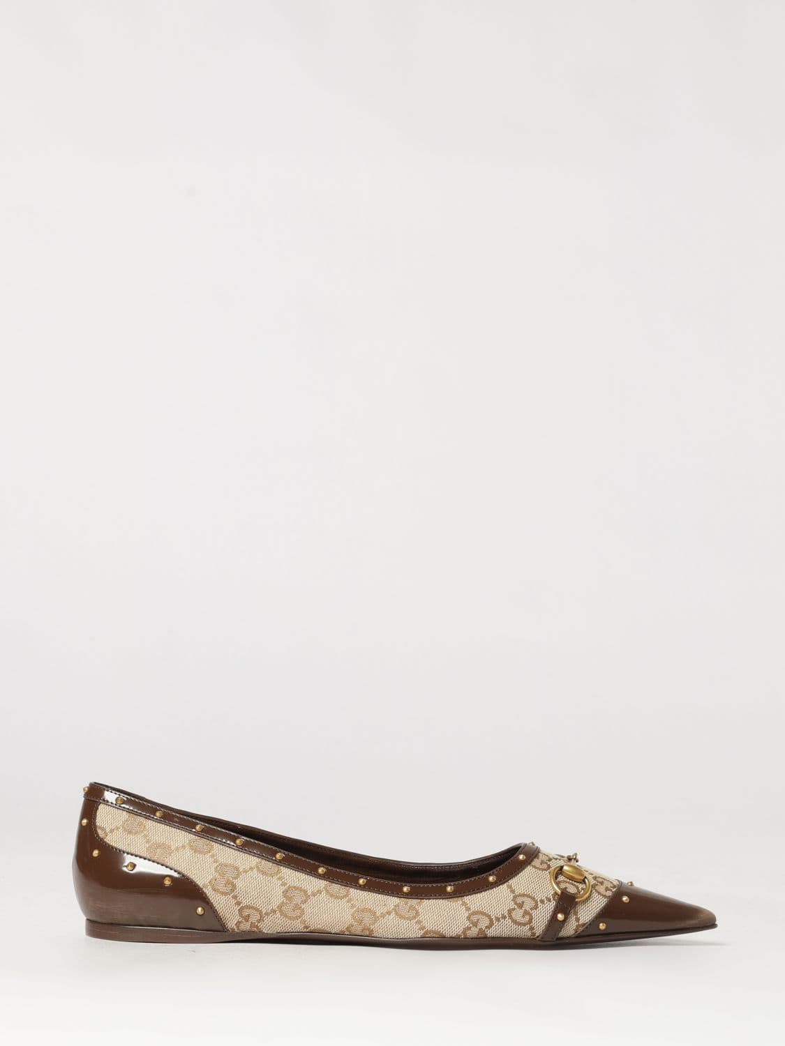 Gucci GG Monogram Canvas and Leather Ballet Flats with Horsebit