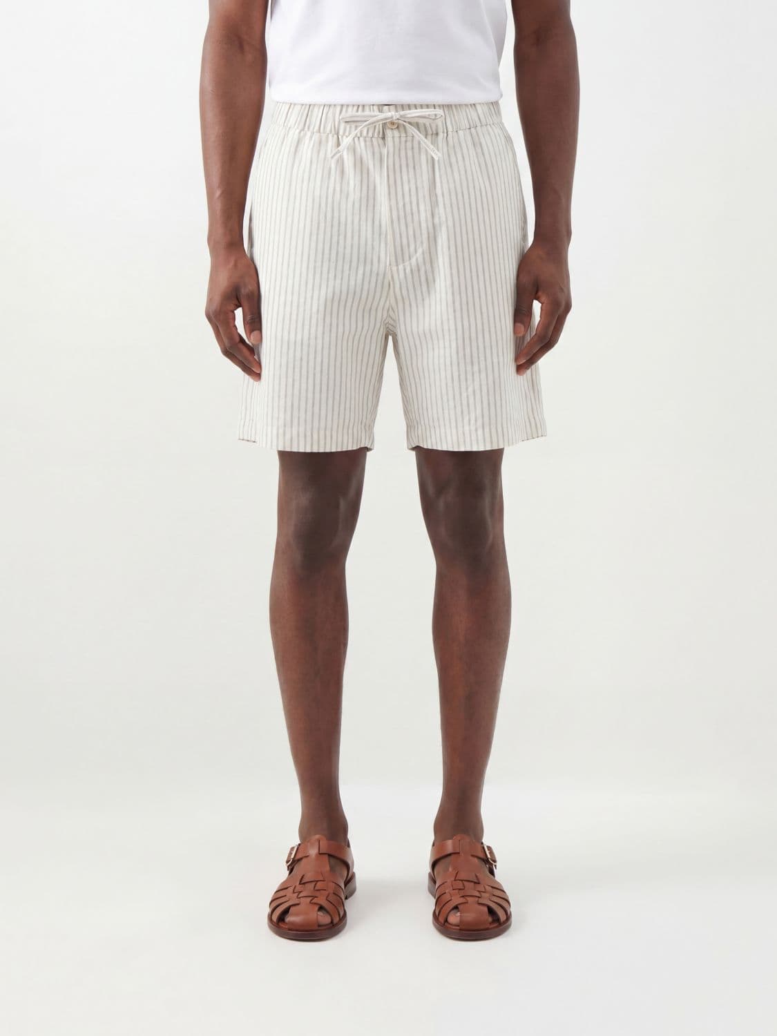 Coor Striped Cotton Drawstring Shorts with America Pockets