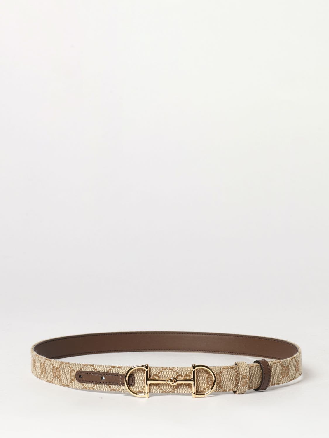 Gucci Horsebit Reversible Leather and Monogram Fabric Belt