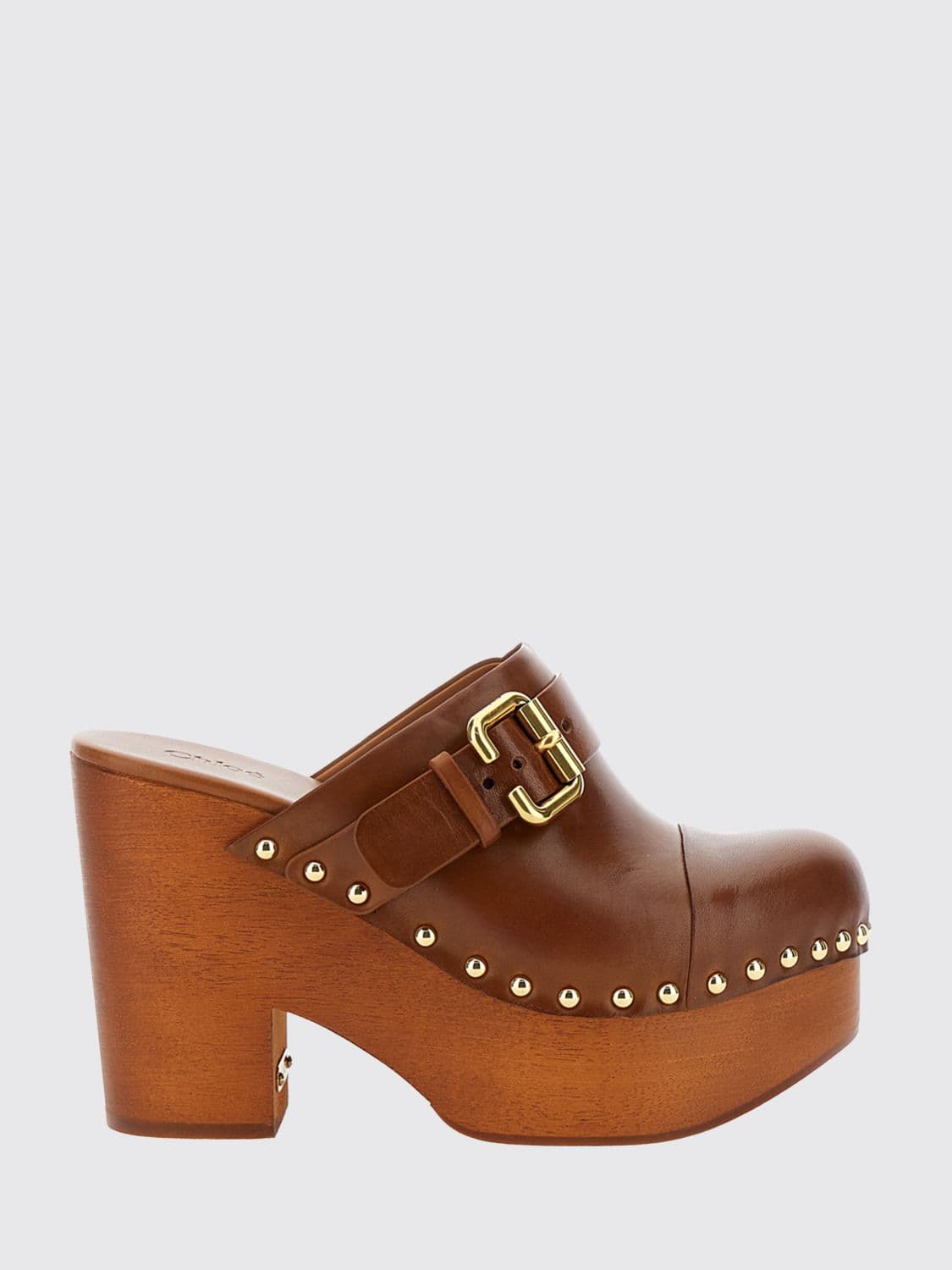 Chloé Jeanette Calfskin Sabot Mules with High Heel and Studs · 41