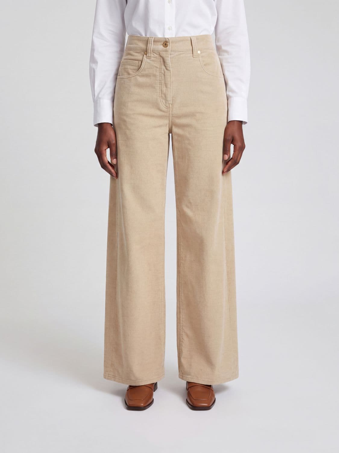 Brunello Cucinelli High-Waisted Wide Leg Corduroy Trousers