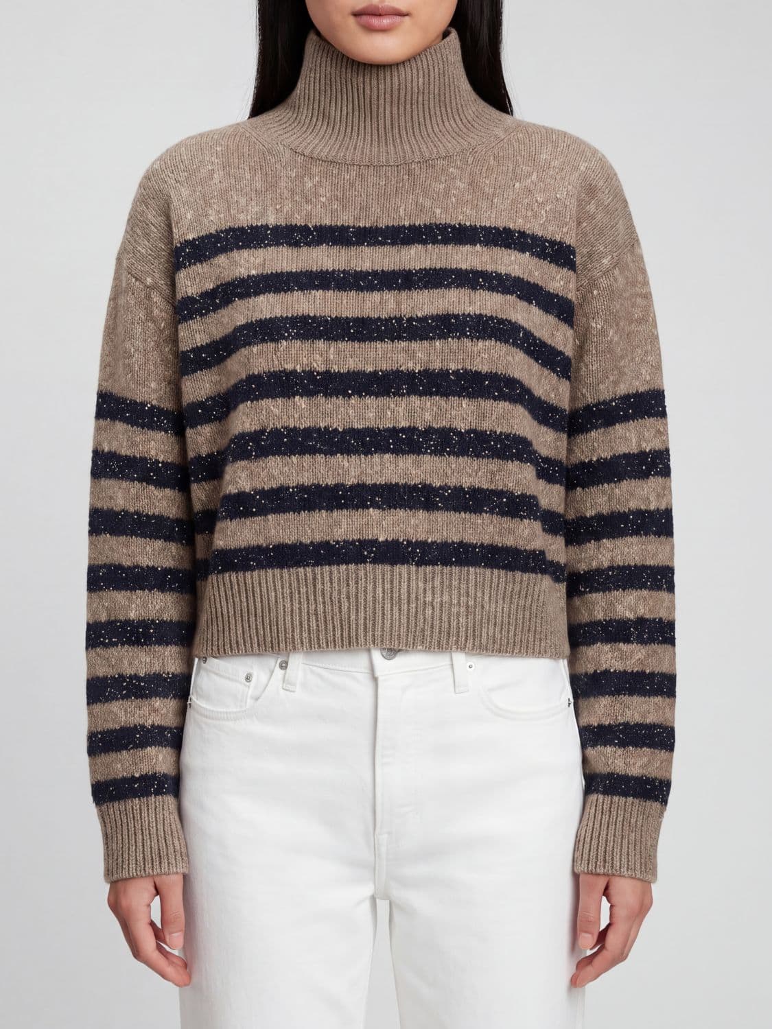 Brunello Cucinelli Striped Lurex and Cashmere-Wool Blend Turtleneck Jumper