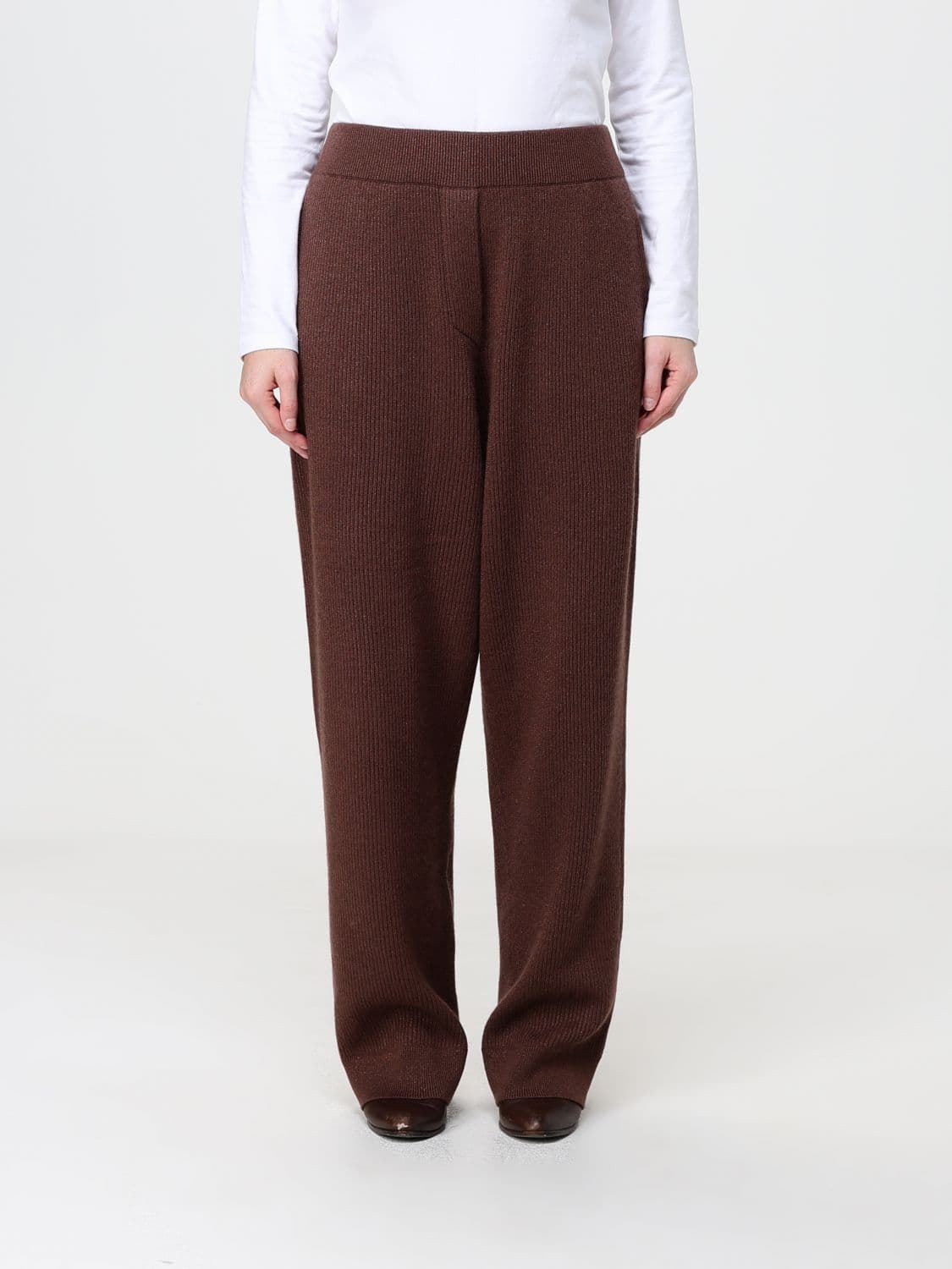 Brunello Cucinelli Mid-Rise Wide-Leg Trousers in Cashmere Blend Knit