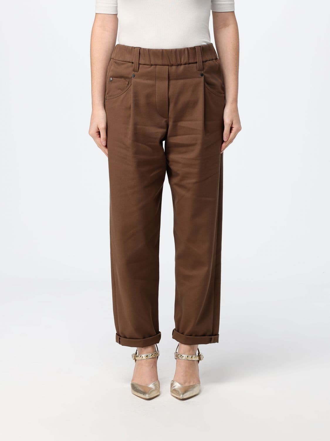 Brunello Cucinelli Cropped Wide-Leg Cotton Trousers