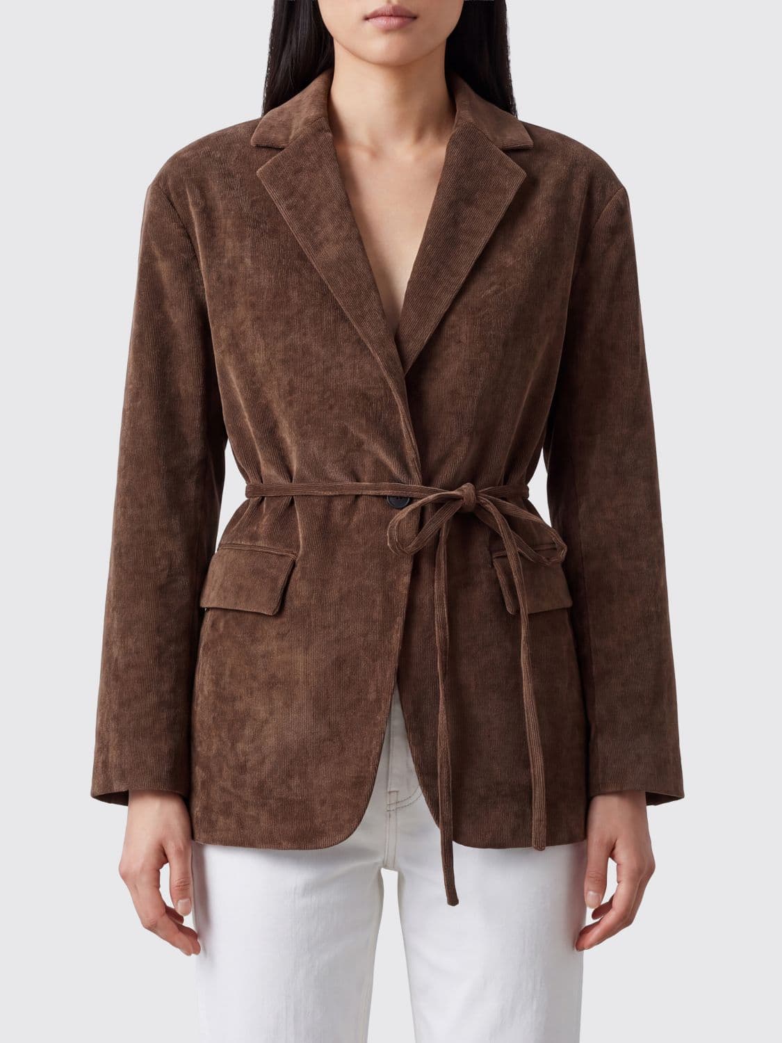 Brunello Cucinelli Short Velvet Blazer with a Tie-Waist Belt