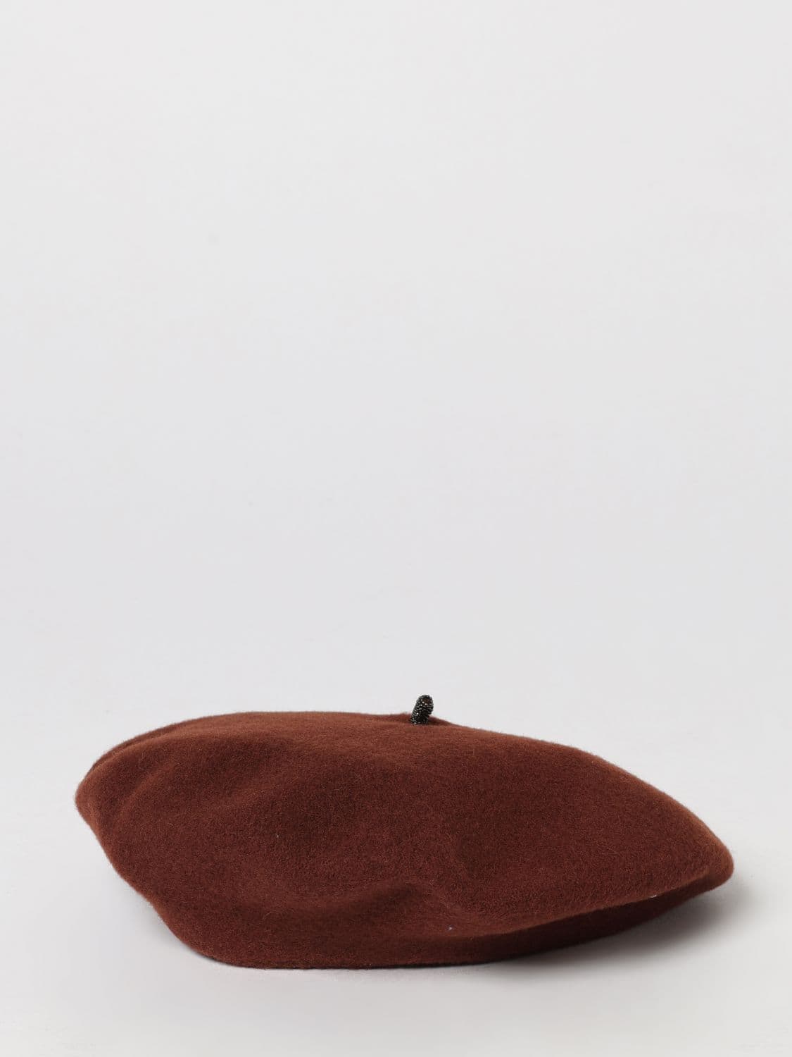 Brunello Cucinelli Wool Felt Beret with Monili Embellishment