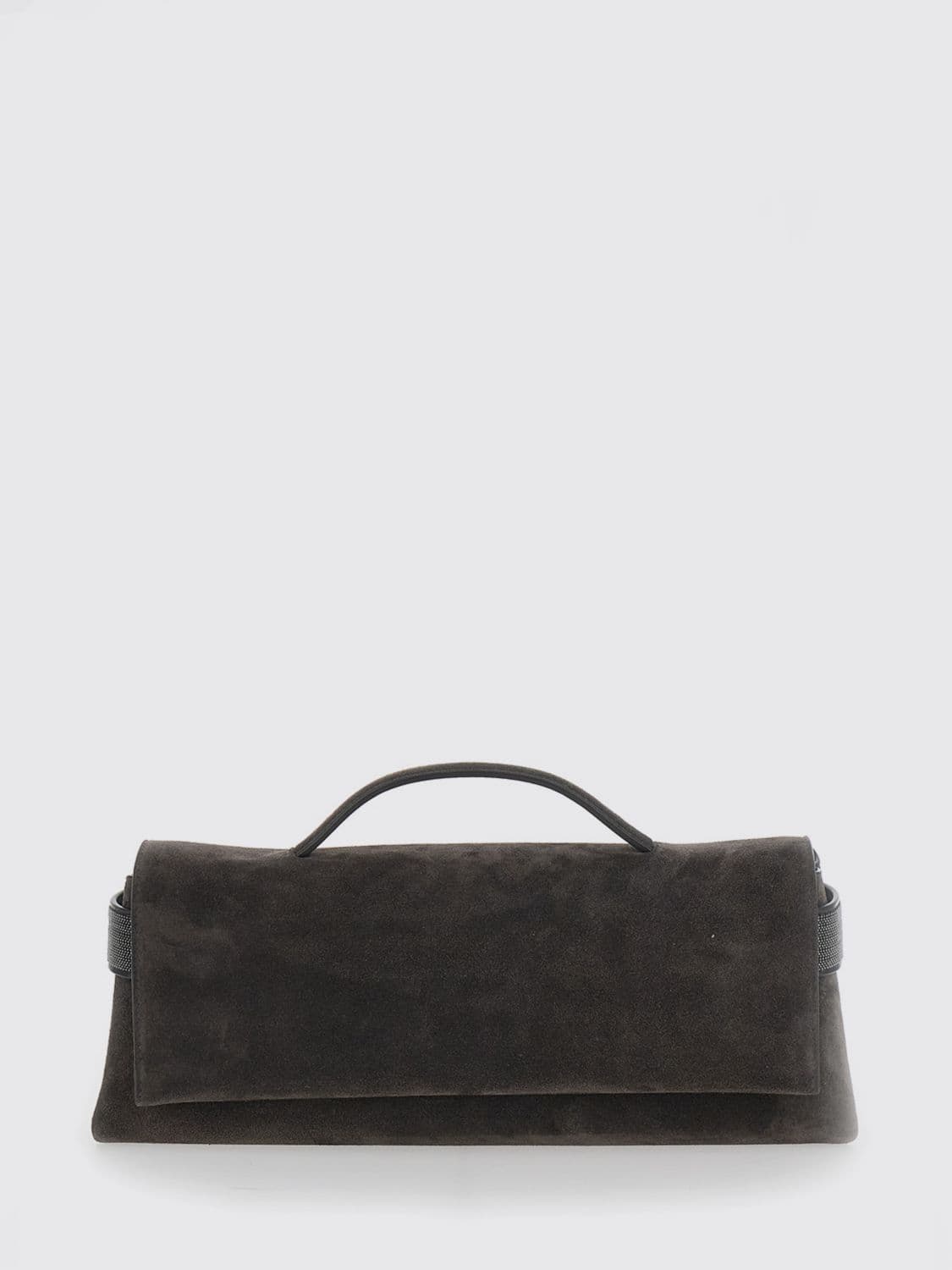 Brunello Cucinelli Suede Calfskin Clutch with Monili Embellishment · OS