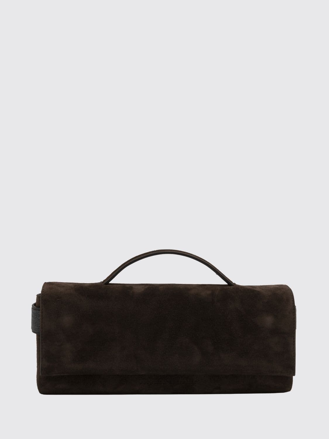 Brunello Cucinelli Suede Calfskin Clutch with Monili Embellishment · OS