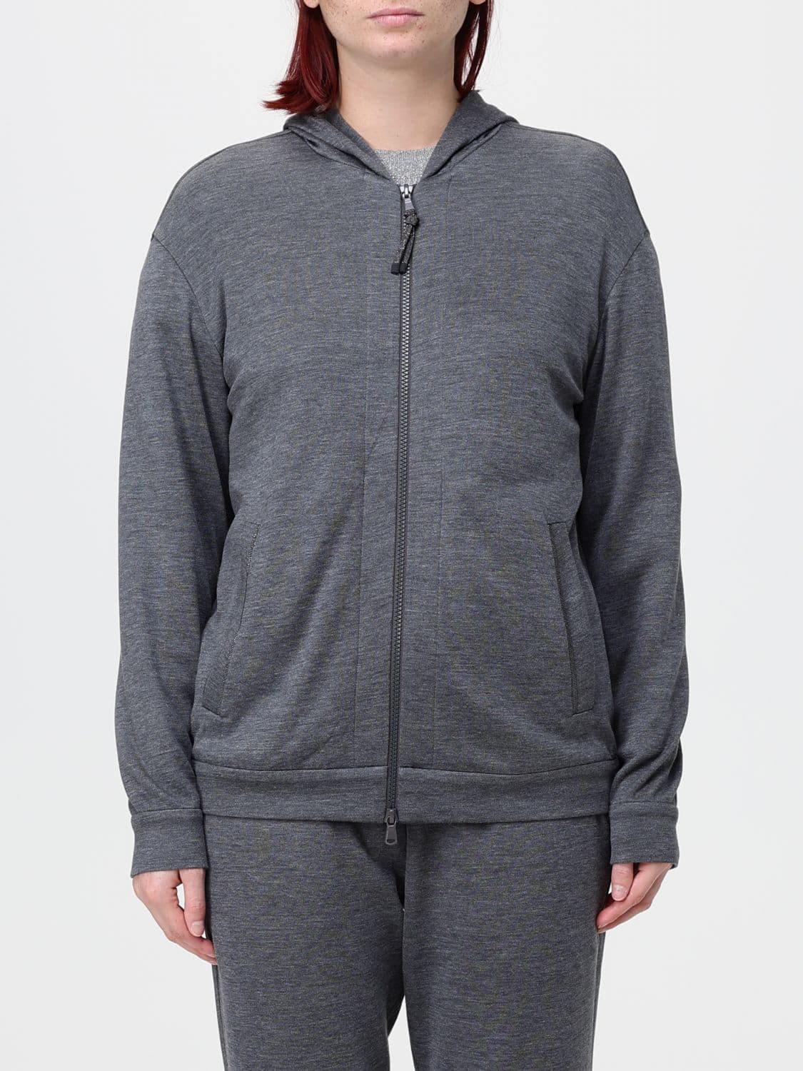 Brunello Cucinelli Cotton Zip-Up Hoodie with Monili Embellishment