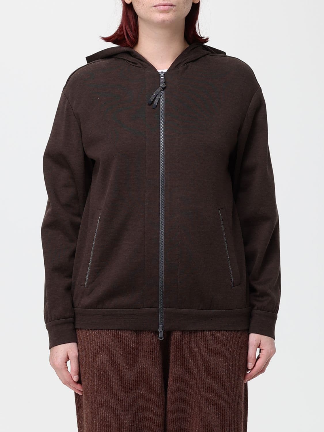 Brunello Cucinelli Cotton Zip-Up Hoodie with Monili Embellishment · S