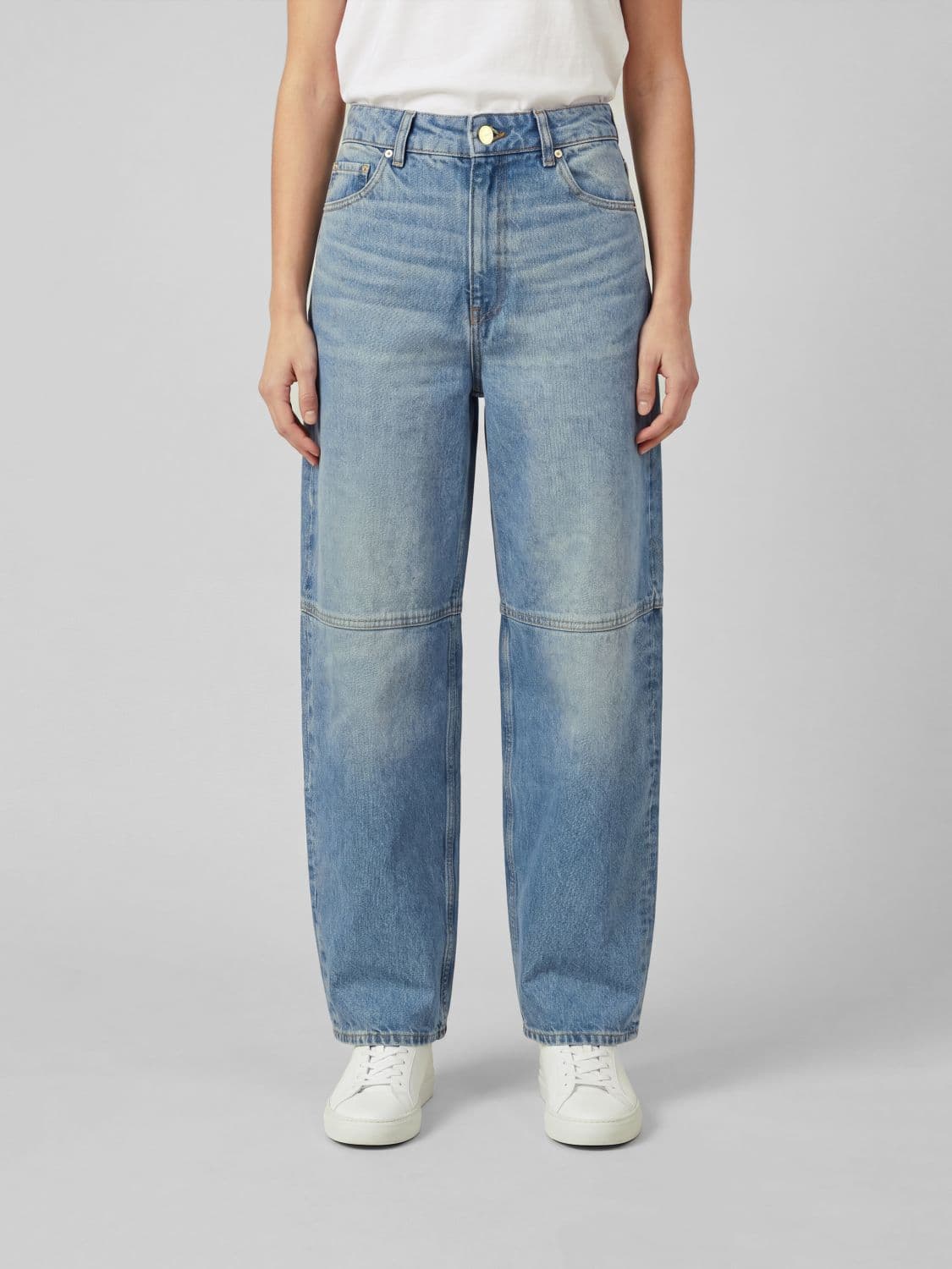 Ganni Stary High-Waisted Straight Leg Jeans in Denim
