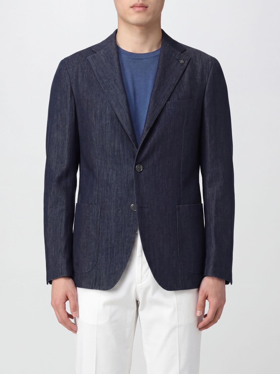 Tagliatore Single-Breasted Cotton Blazer with Notch Lapels and Patch Pockets