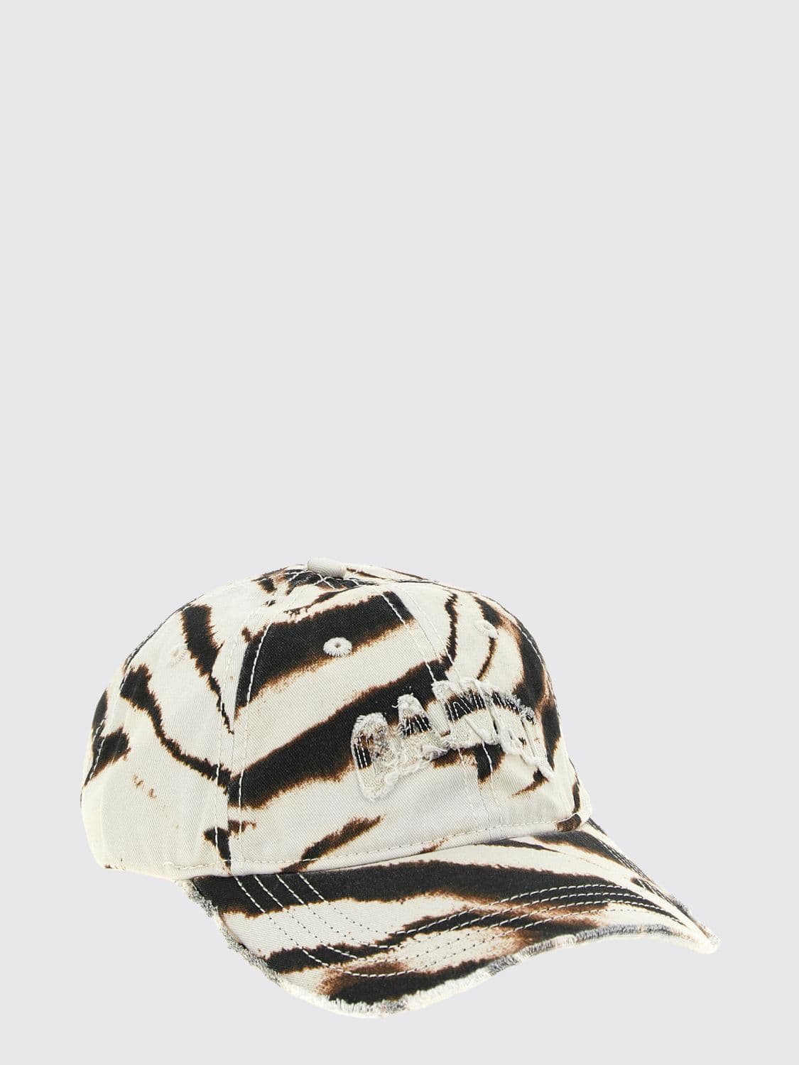 Ganni Animal Print Cotton Baseball Cap with Embroidered Logo · OS