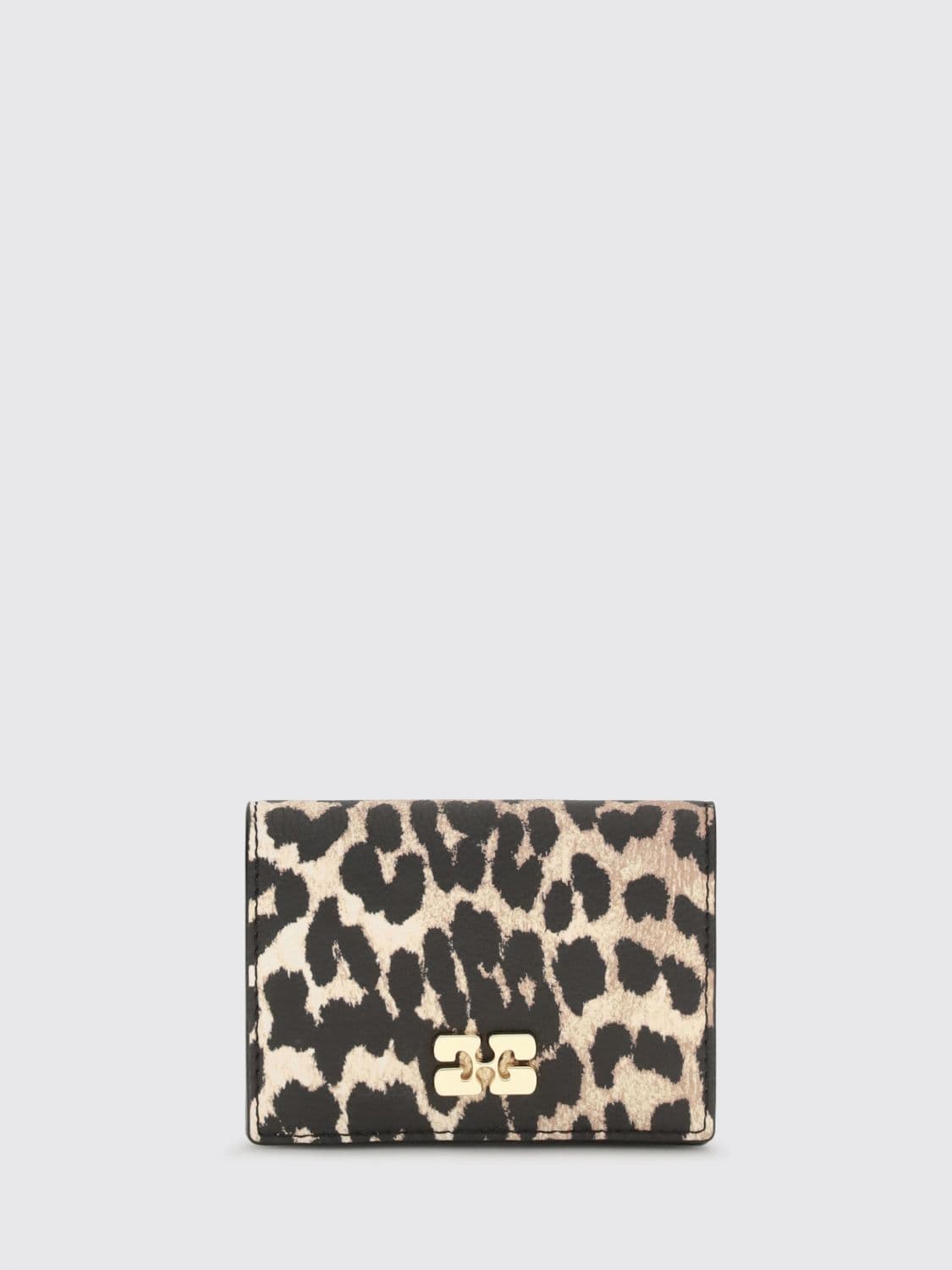 Ganni Animal Print Recycled Leather Flap Wallet · OS