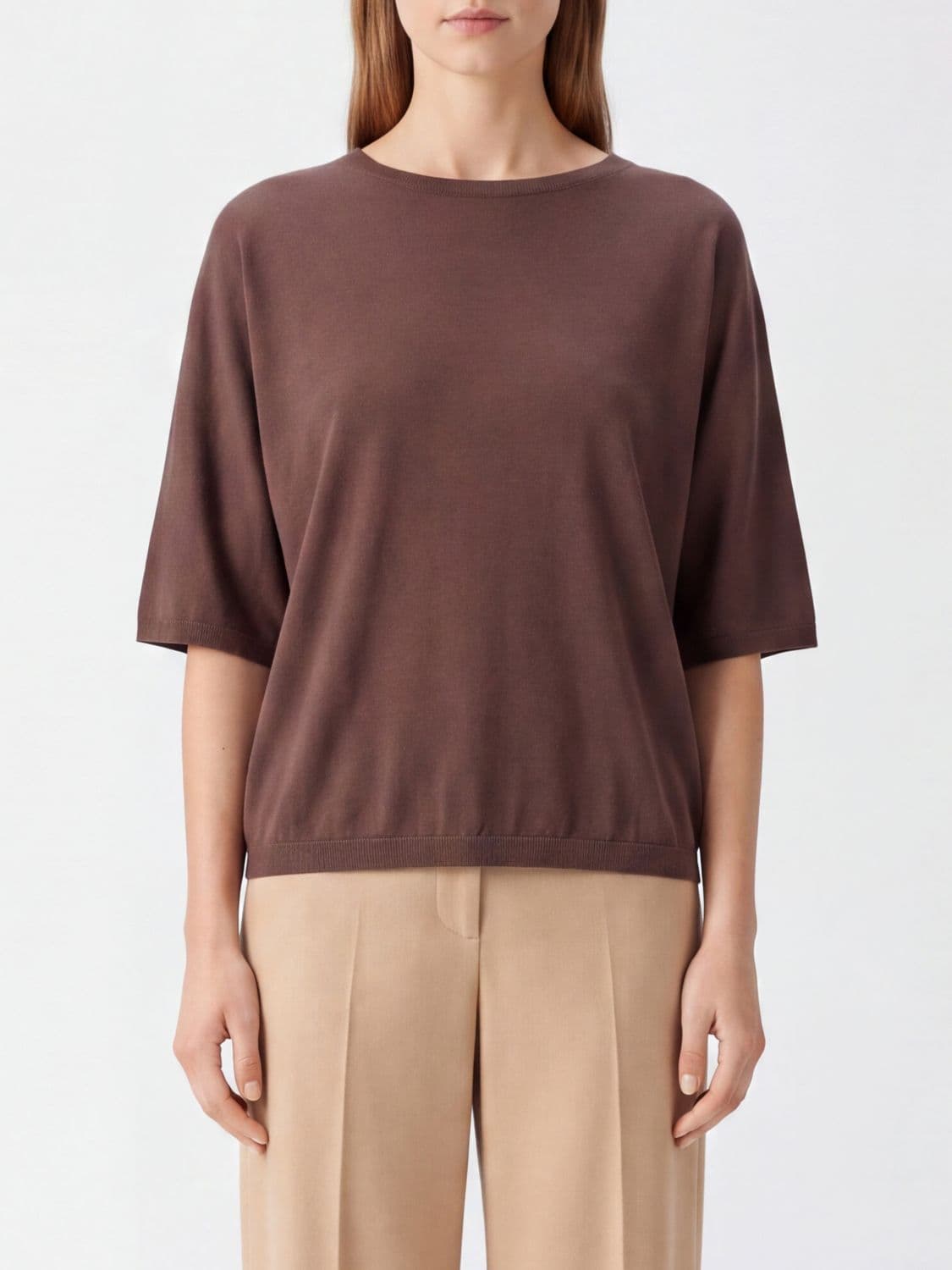 Brunello Cucinelli Cashmere and Silk Short-Sleeved Crewneck Jumper
