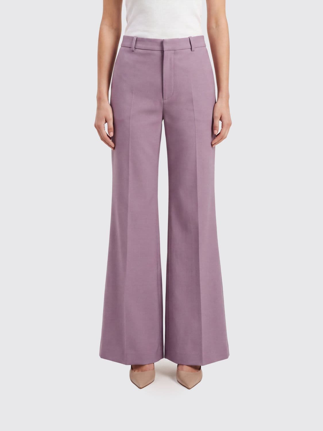 Chloé Wide-Leg Pleated Cotton Trousers with Mid-Rise Waist