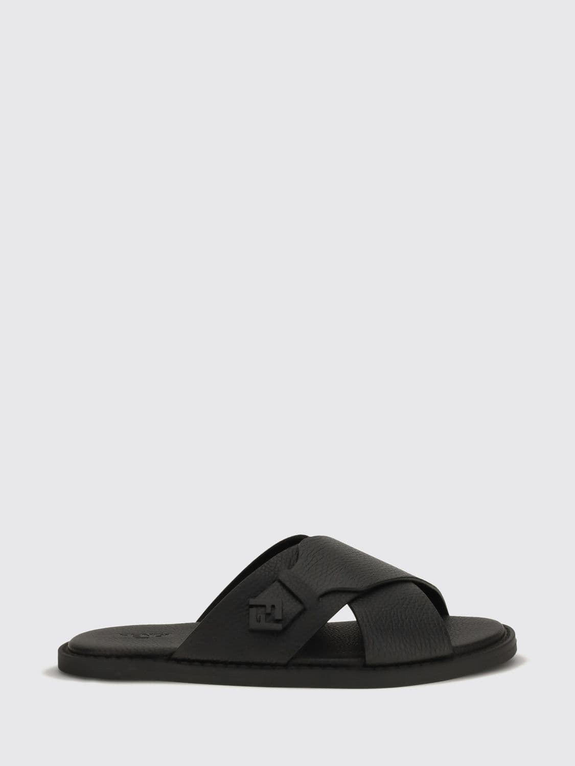 Fendi FF Squared Grained Calfskin Sandals with Monogram