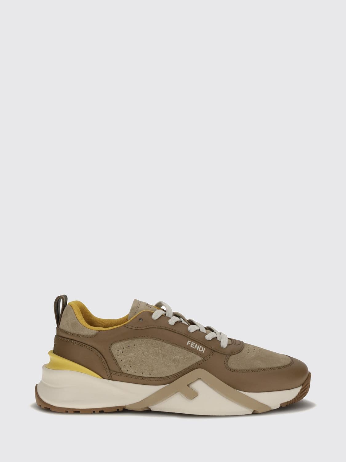 Fendi Flow Low-Top Sneakers in Suede and Smooth Calf Leather