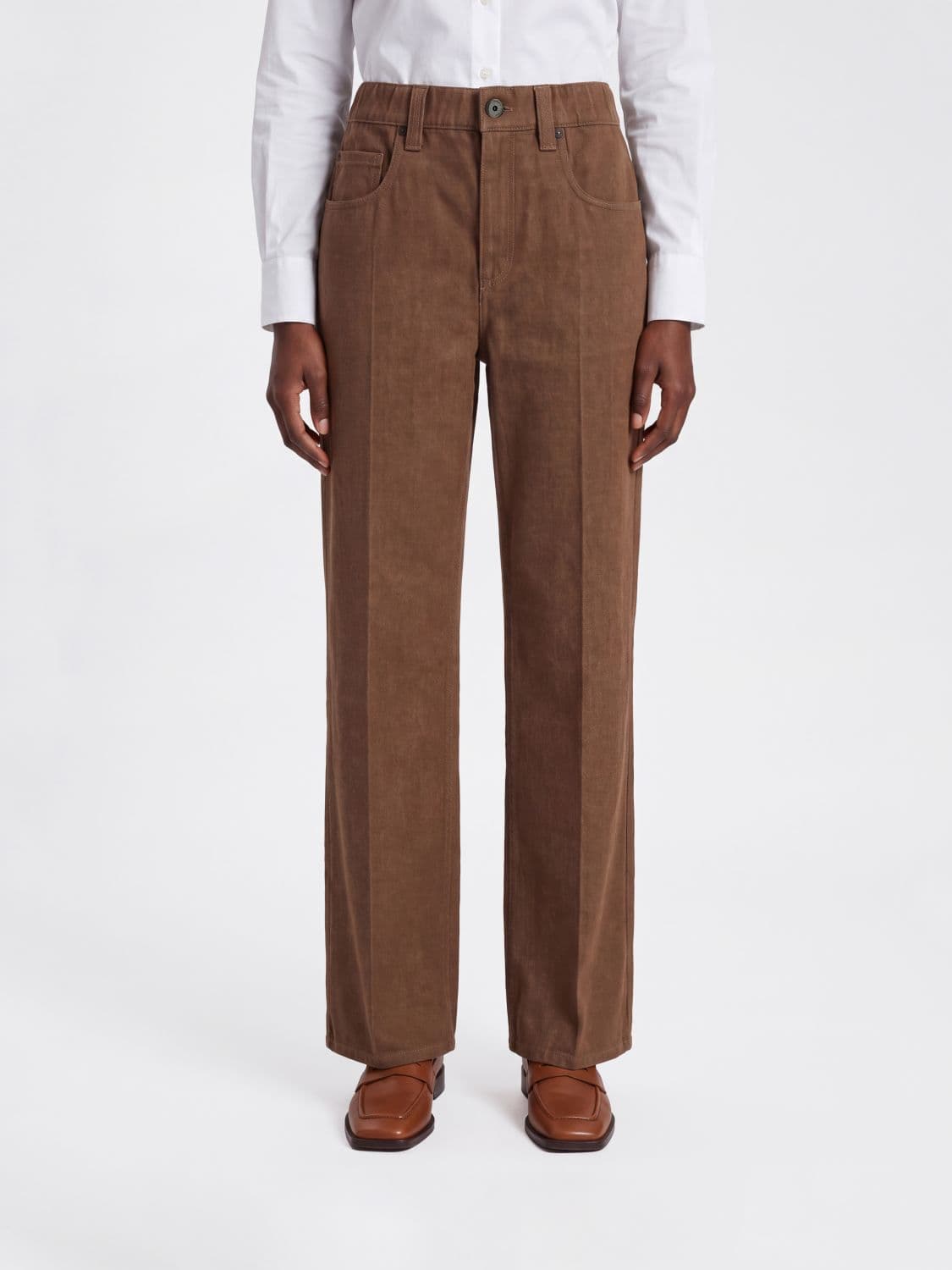 Brunello Cucinelli High-Waisted Cropped Wide Leg Denim Jeans with Monili · 40