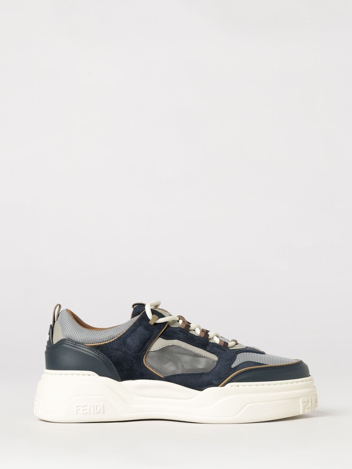 Fendi Force Low-Top Suede Calfskin Trainers with Chunky Sole
