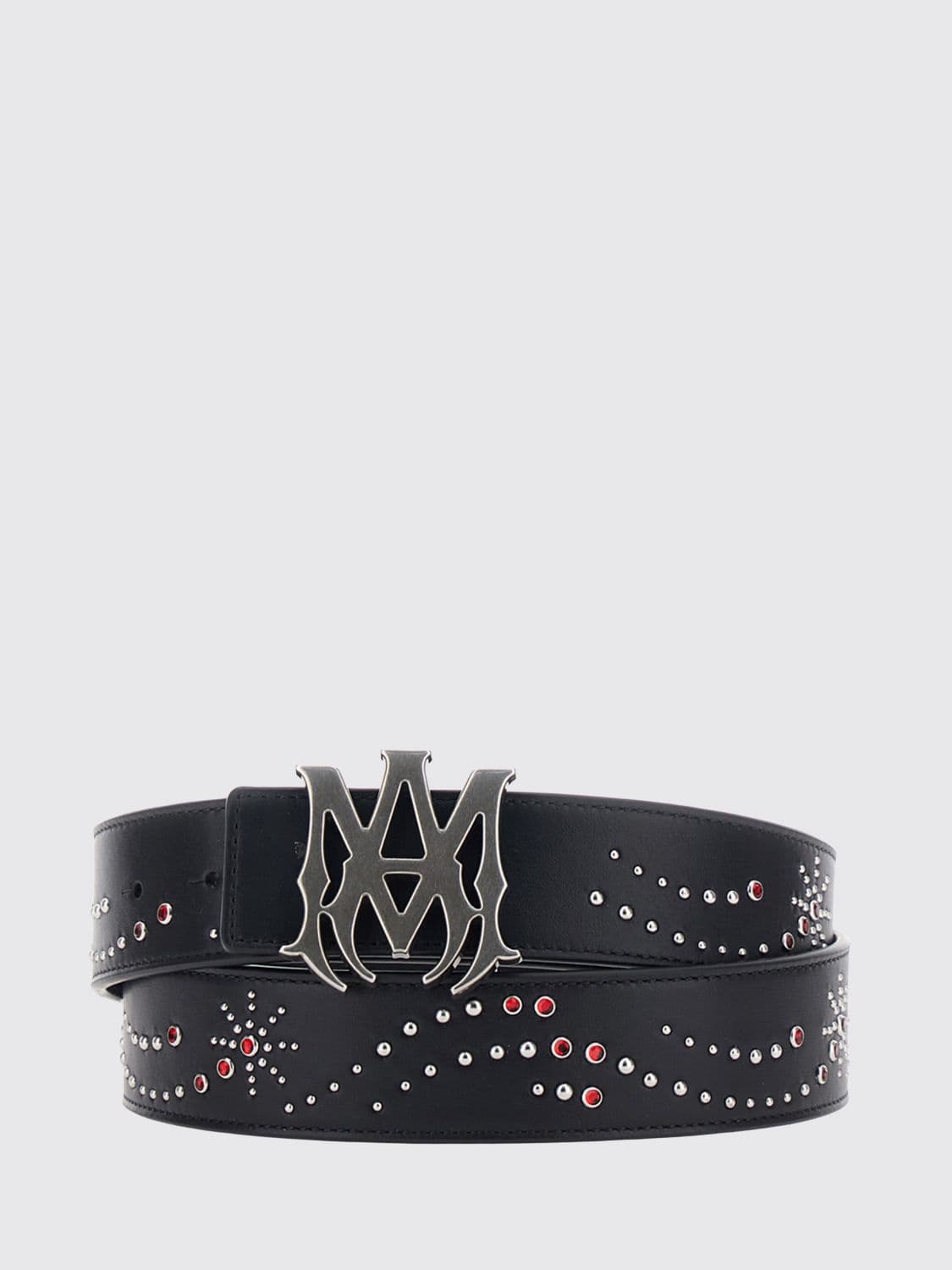 Amiri Studded Leather Belt with Enamelled Monogram Buckle · 85