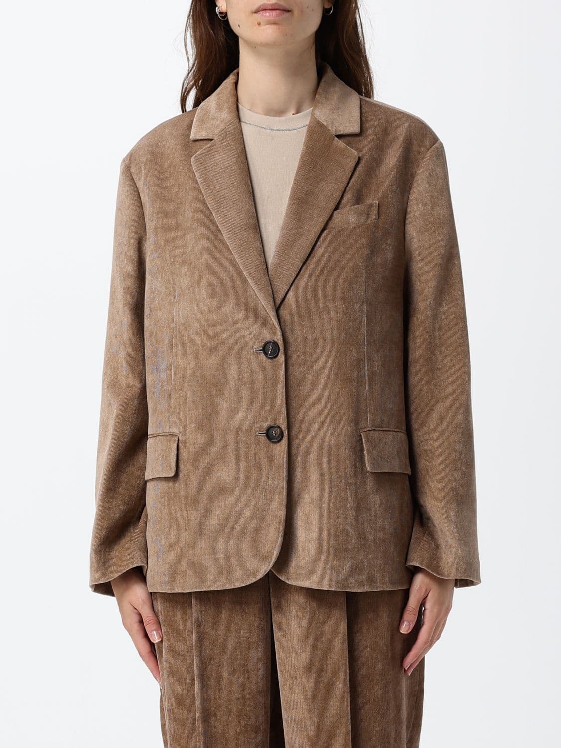 Brunello Cucinelli Single-Breasted Viscose-Blend Blazer with Lapel Collar