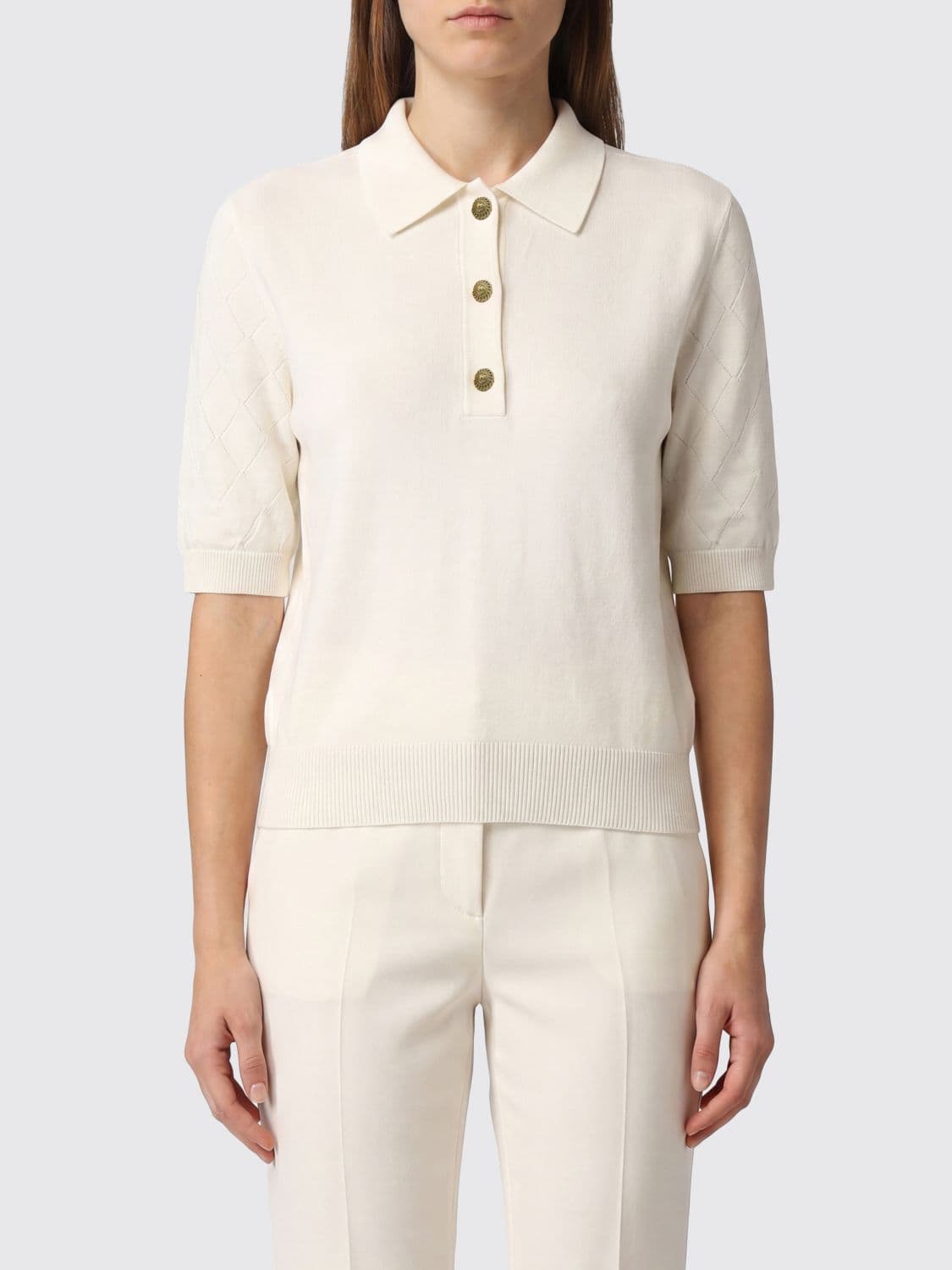 Balmain Short-Sleeved Knitted Polo Shirt in Pure Merino Wool