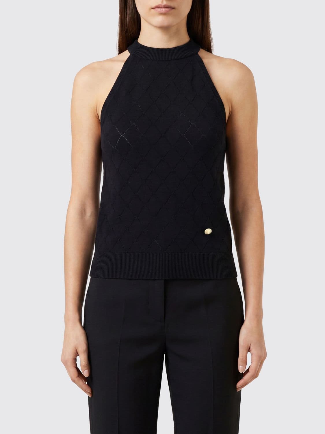 Balmain Halter Neck Knitted Top in Pure Merino Wool