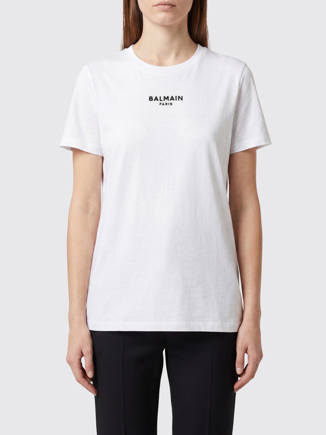 Balmain Slim Fit Contrasting Logo Cotton T-Shirt