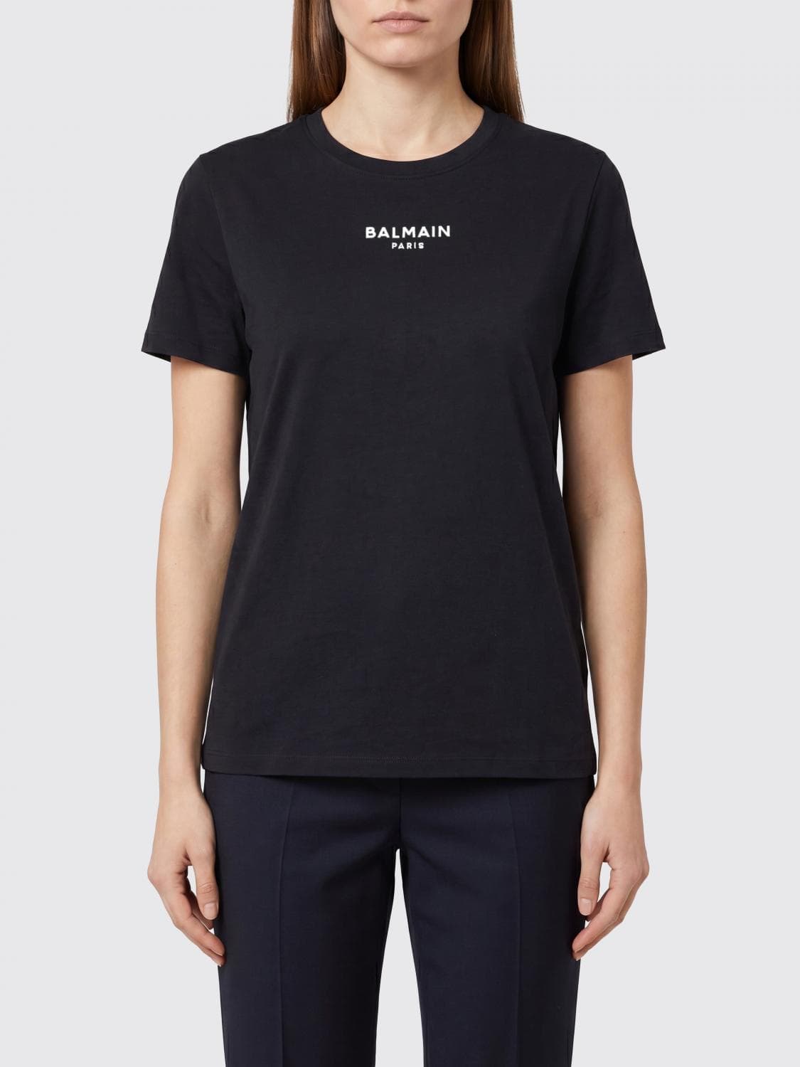 Balmain Slim Fit Contrasting Logo Cotton T-Shirt