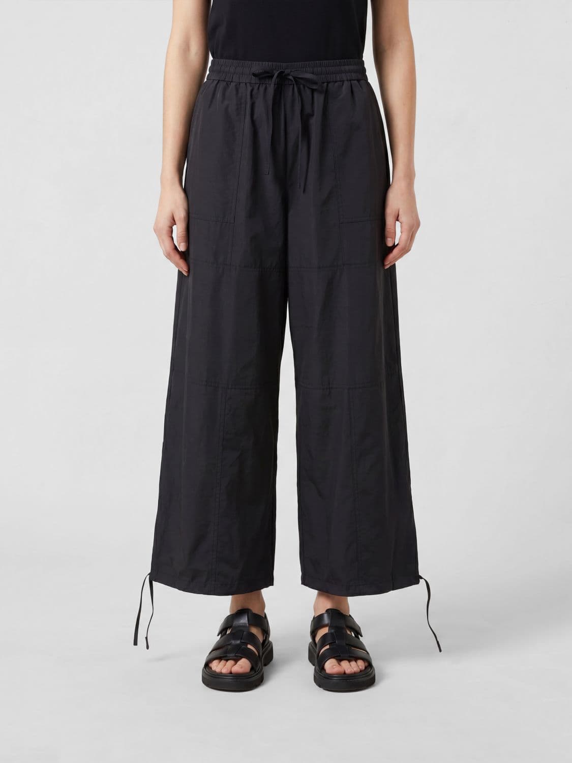 Kenzo High-Waisted Wide-Leg Cotton-Blend Trousers with Drawstring