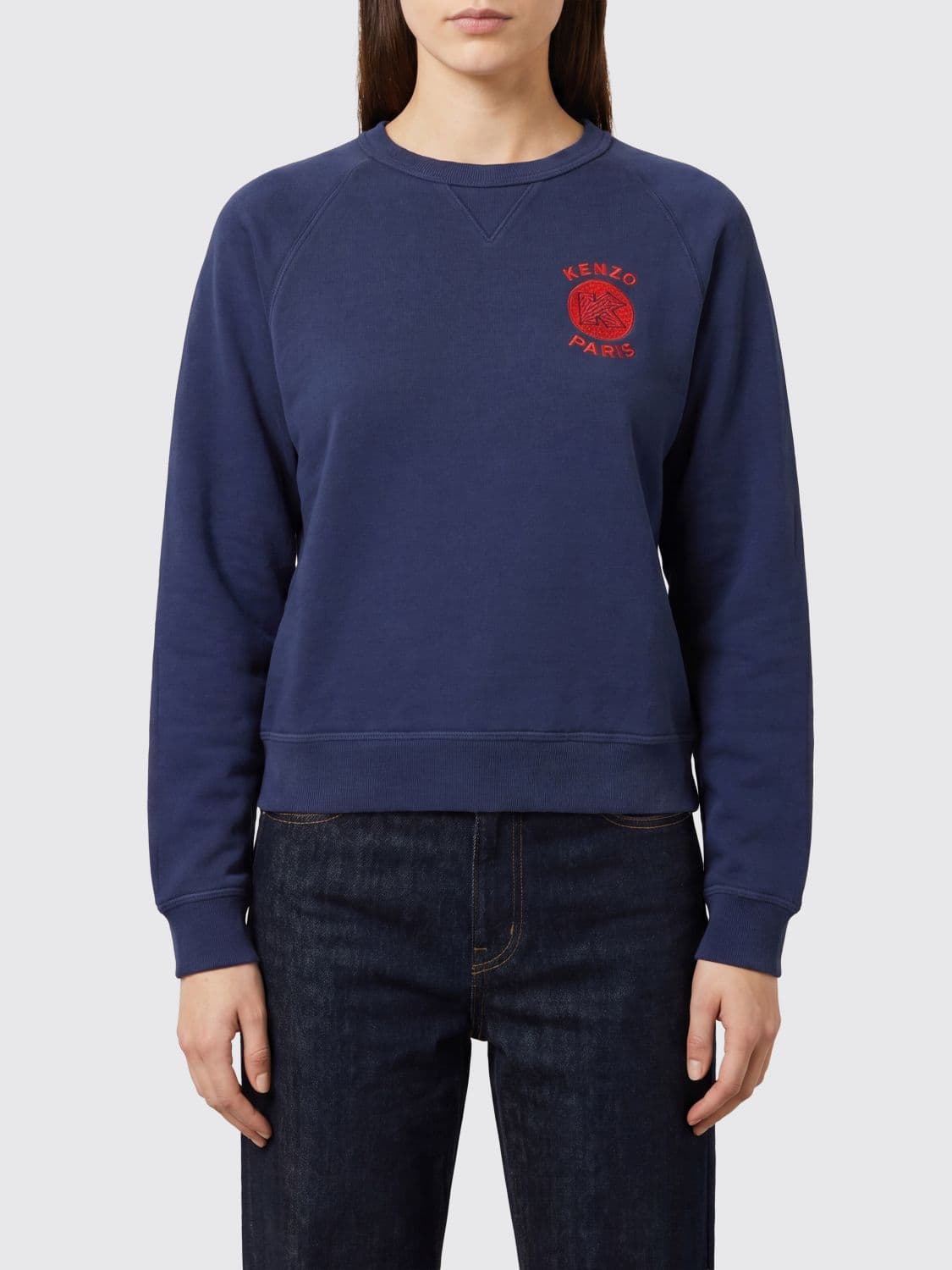 Kenzo Relaxed Fit Crewneck Cotton Sweatshirt with Contrast Logo