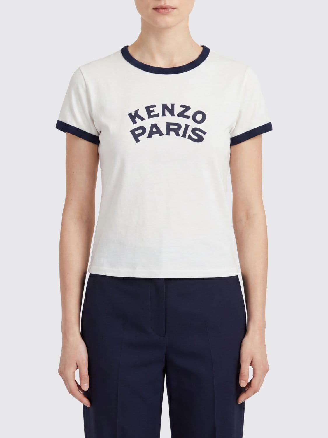 Kenzo Slim Fit Logo Cotton T-Shirt with Contrast Trims