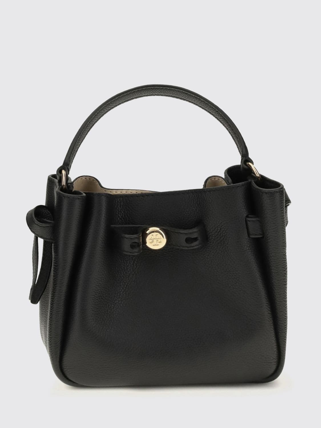 Tory Burch Romy Mini Grained Leather Bucket Bag with Double T Logo · OS