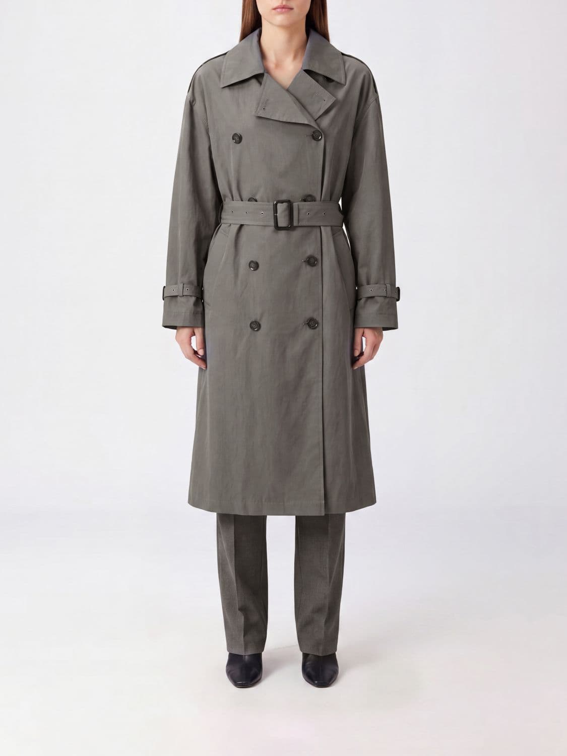 Toteme Double-Breasted Cotton-Blend Trench Coat with Adjustable Belt