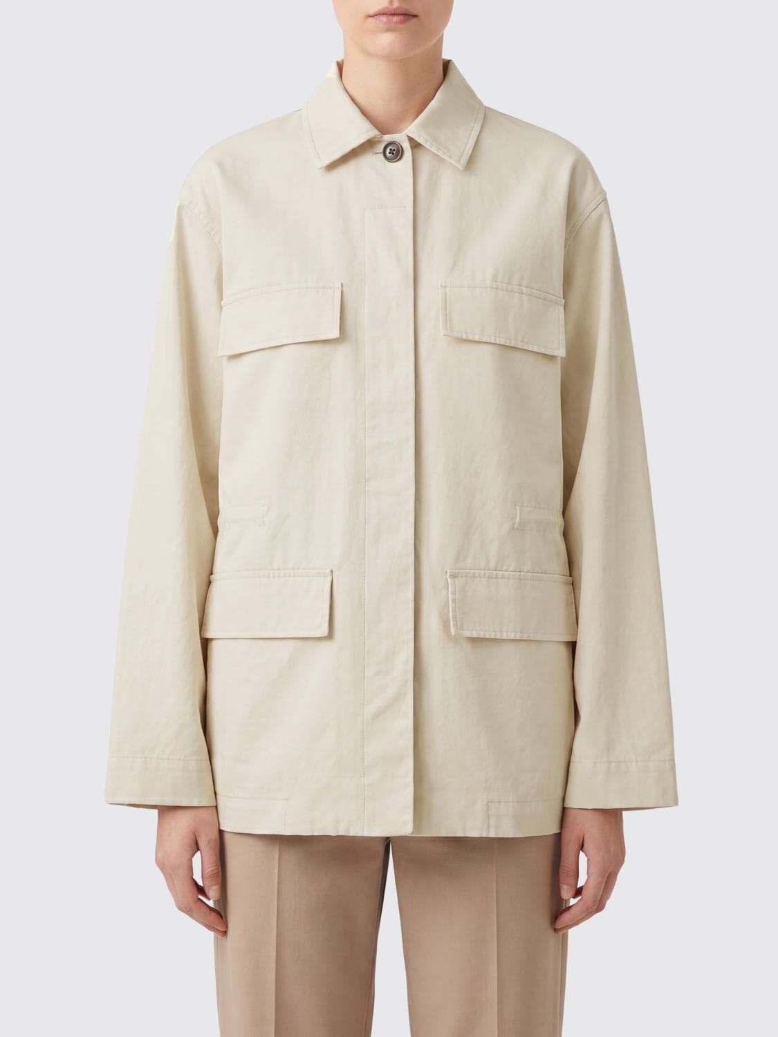 Toteme Organic Cotton Shirt Jacket with Dropped Shoulders