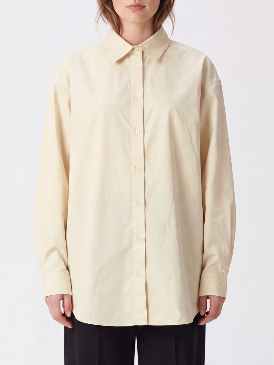 Toteme Relaxed Fit Shirt in Cotton Poplin with Dropped Shoulders