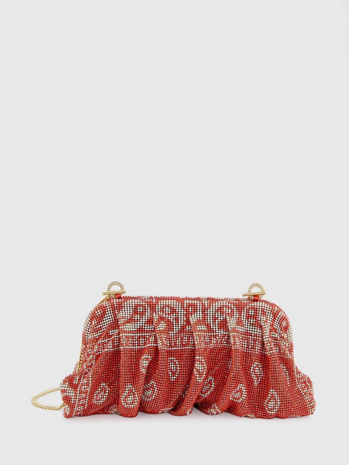 Benedetta Bruzziches Venus Draped Crystal Clutch Bag with Shoulder Strap